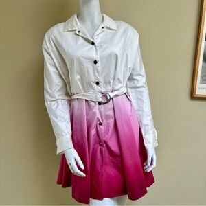 Maje Renalio Belted Dip-dyed Cotton Shirt Dress